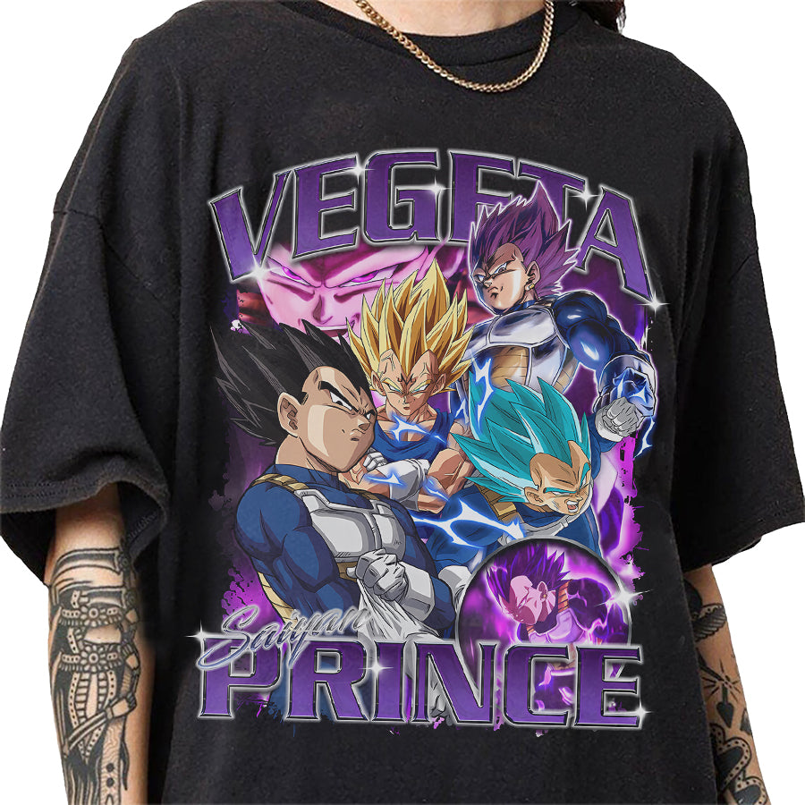 Vegeta Saiyan Prince Vintage T-Shirt, Anime Gift For Woman and Man Unisex T-Shirt